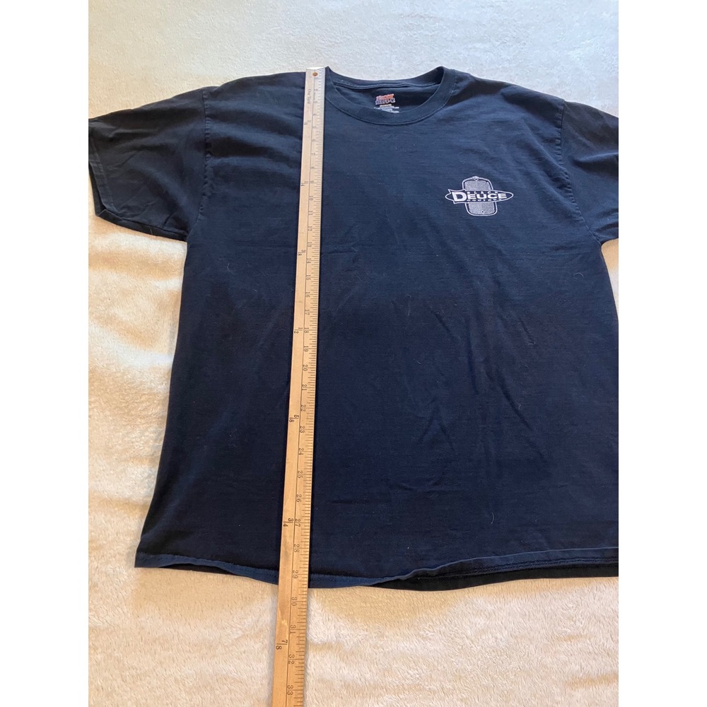 Vintage Hanes Black Deuce Society T-Shirt Mens XL Black Y2K Graphic Hot Rod Car - Picture 5 of 9